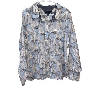 Tommy Hilfiger XL Sailboat Print Long Sleeve Button-Up Shirt